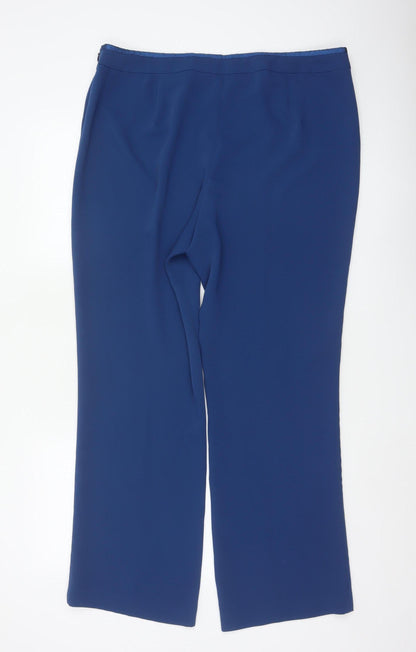 Jacques Vert Women's Blue UK 18 Wide-Leg Tailored Dress Trousers