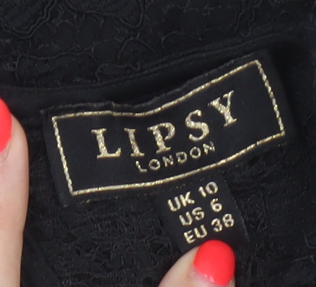 Lipsy Women Black UK 10 Lace Pencil Knee Length Party Dress