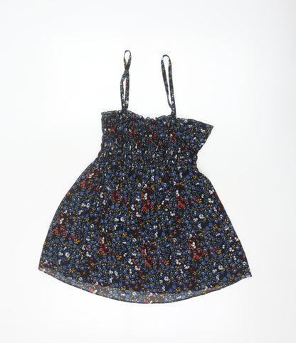 Zara Basic Women Multicoloured UK 12 Floral Smocked Camisole Tank Top