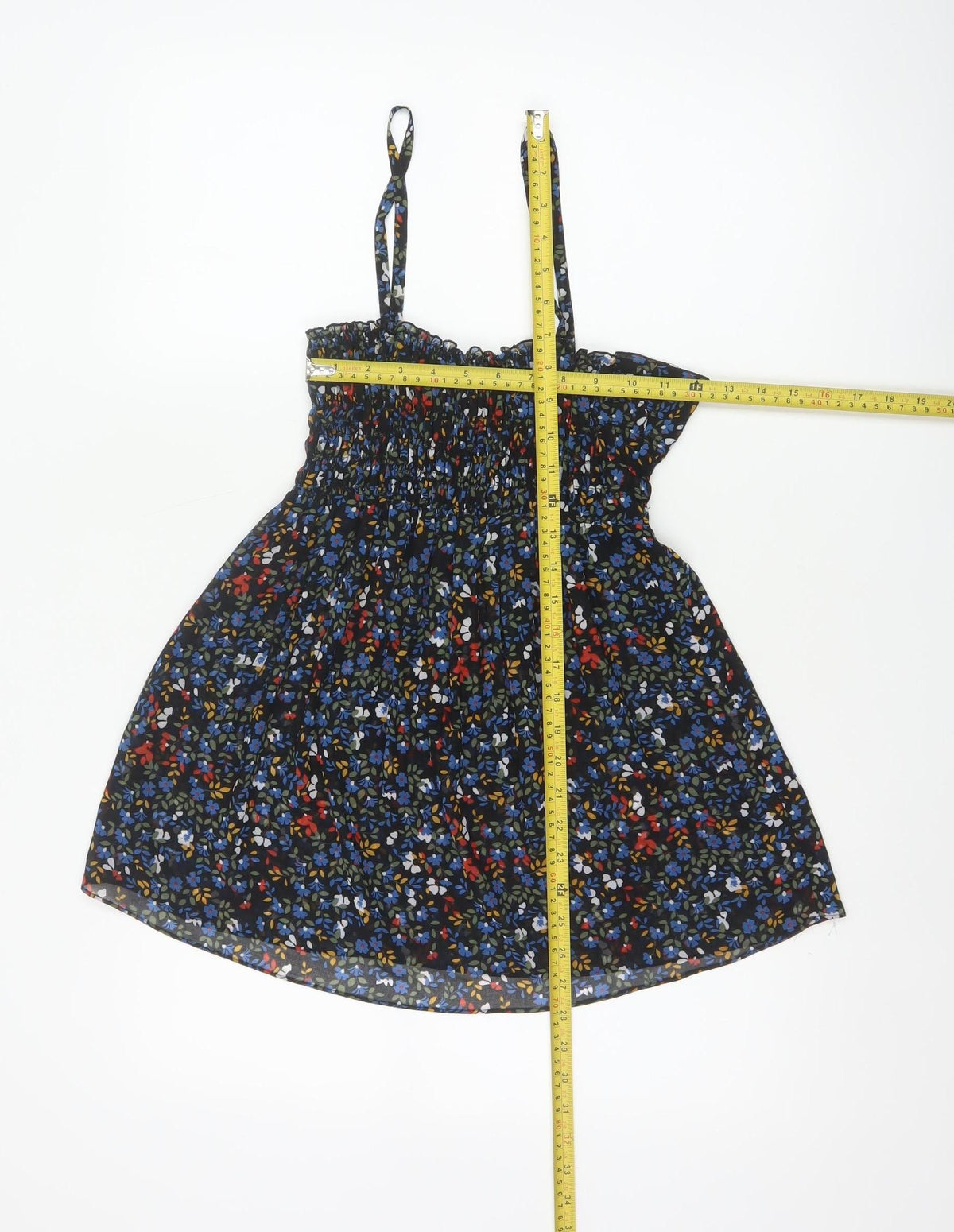 Zara Basic Women Multicoloured UK 12 Floral Smocked Camisole Tank Top