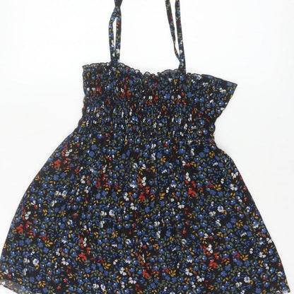 Zara Basic Women Multicoloured UK 12 Floral Smocked Camisole Tank Top