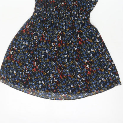 Zara Basic Women Multicoloured UK 12 Floral Smocked Camisole Tank Top