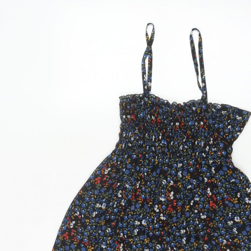 Zara Basic Women Multicoloured UK 12 Floral Smocked Camisole Tank Top
