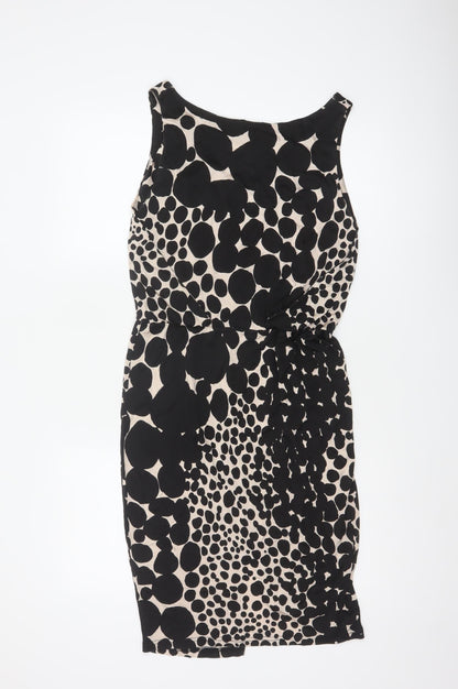 L.K. Bennett Women Black Ivory Polka Dot UK 8 Knee Length Sheath Dress