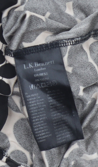 L.K. Bennett Women Black Ivory Polka Dot UK 8 Knee Length Sheath Dress