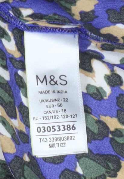 Marks and Spencer Women Multicoloured Leopard Print Blouse UK 22
