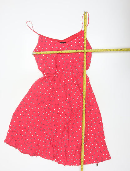New Look Women’s Red Heart Print Long Fit & Flare Dress UK 14