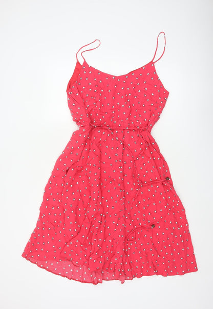 New Look Women’s Red Heart Print Long Fit & Flare Dress UK 14