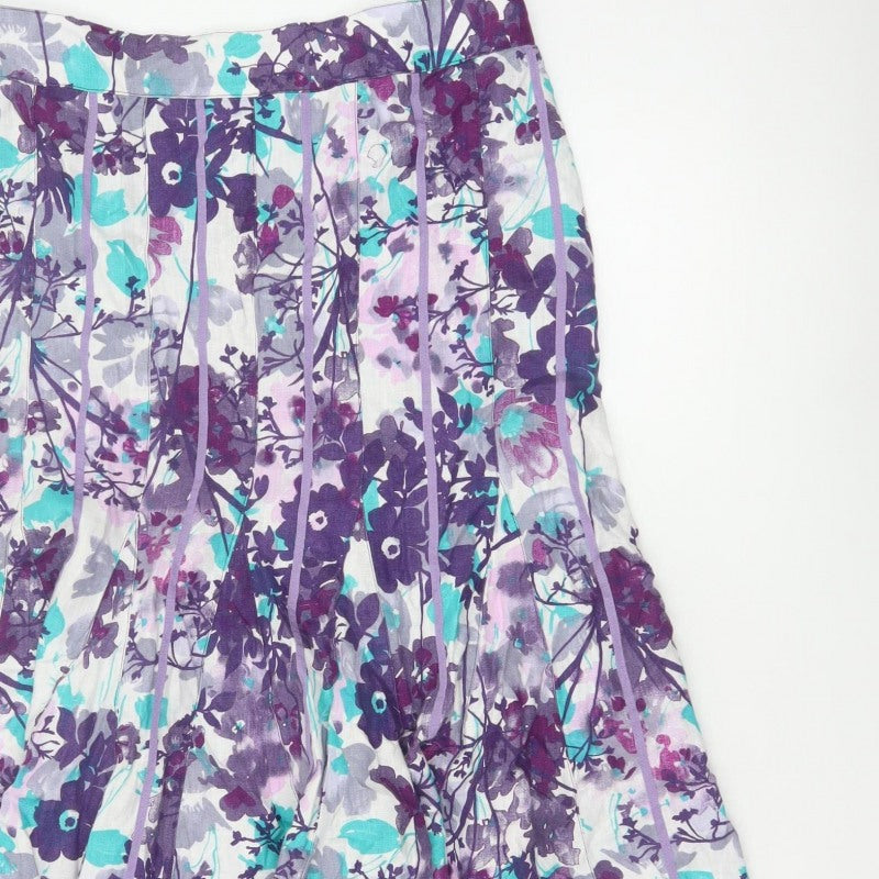 Per Una Women Multicoloured UK 14 Floral Flare Knee Length Skirt