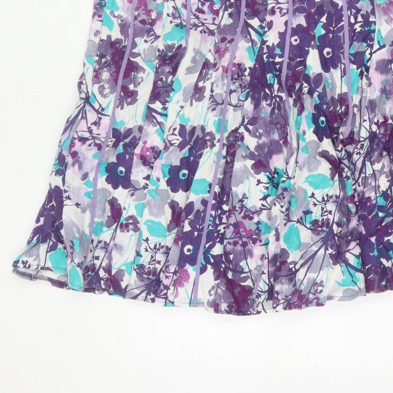 Per Una Women Multicoloured UK 14 Floral Flare Knee Length Skirt