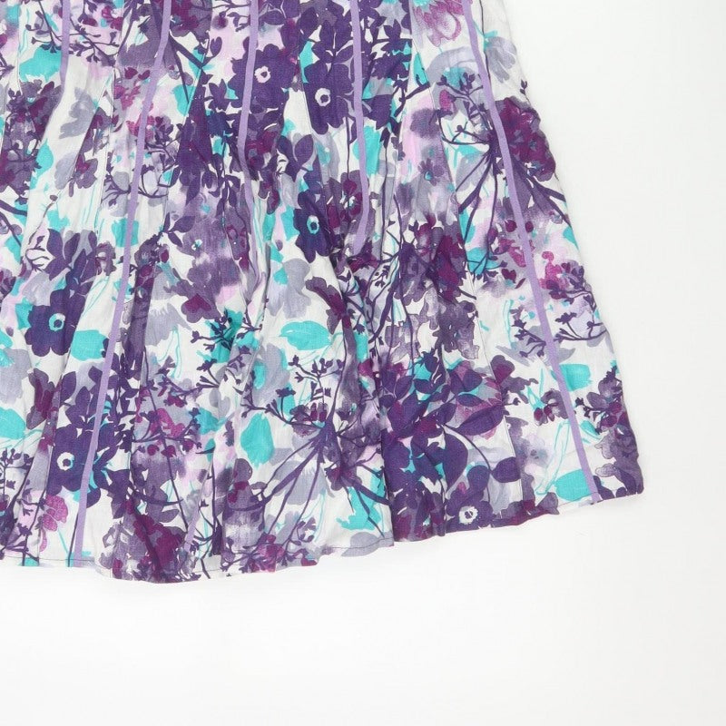 Per Una Women Multicoloured UK 14 Floral Flare Knee Length Skirt