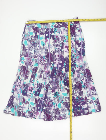 Per Una Women Multicoloured UK 14 Floral Flare Knee Length Skirt