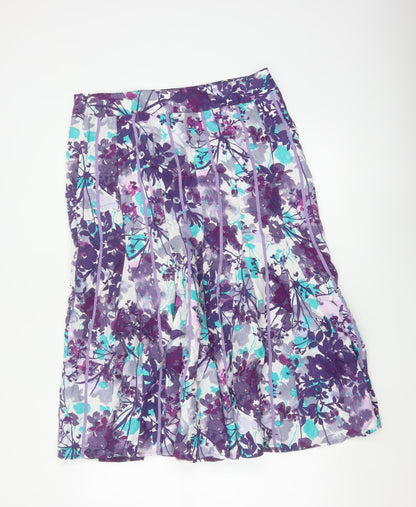 Per Una Women Multicoloured UK 14 Floral Flare Knee Length Skirt