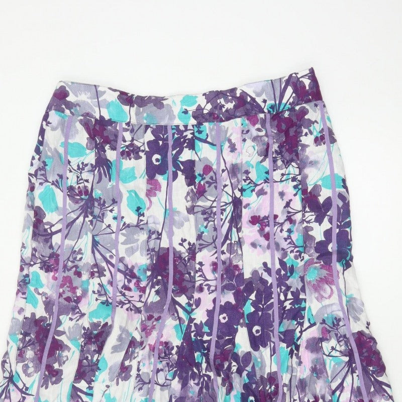 Per Una Women Multicoloured UK 14 Floral Flare Knee Length Skirt