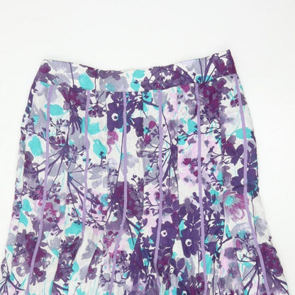 Per Una Women Multicoloured UK 14 Floral Flare Knee Length Skirt