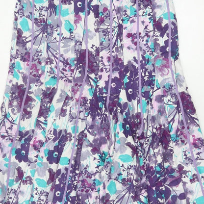 Per Una Women Multicoloured UK 14 Floral Flare Knee Length Skirt