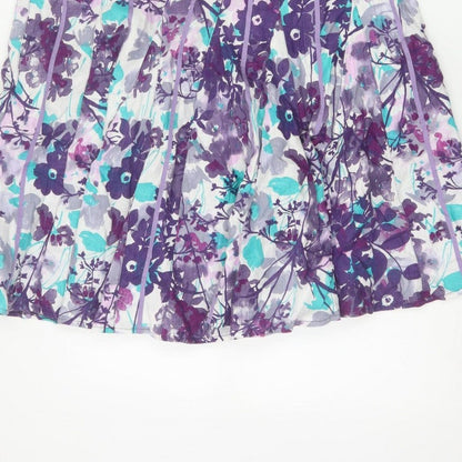Per Una Women Multicoloured UK 14 Floral Flare Knee Length Skirt