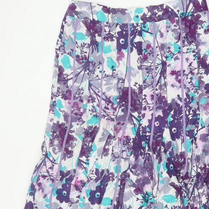 Per Una Women Multicoloured UK 14 Floral Flare Knee Length Skirt