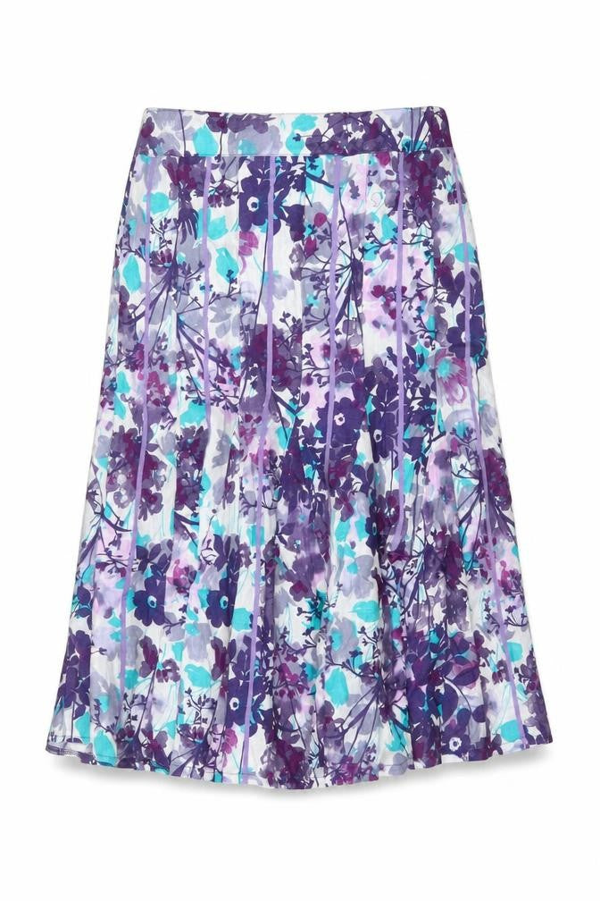 Per Una Women Multicoloured UK 14 Floral Flare Knee Length Skirt