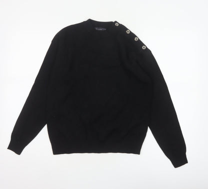 Marks & Spencer Women Black Size S Button Shoulder Knit Jumper