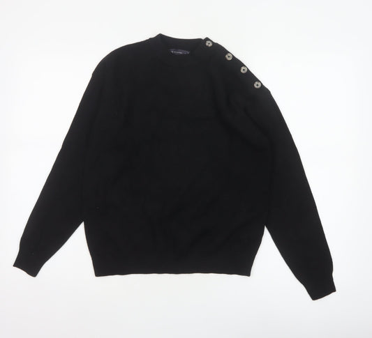 Marks & Spencer Women Black Size S Button Shoulder Knit Jumper