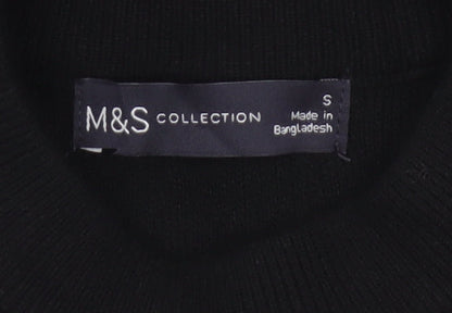 Marks & Spencer Women Black Size S Button Shoulder Knit Jumper