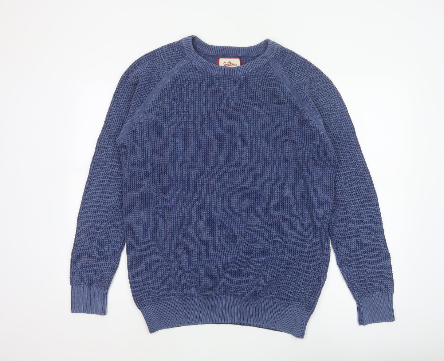Joe Browns Men's Blue L Chunky Knit Crew Neck Cotton Pullover Jumper