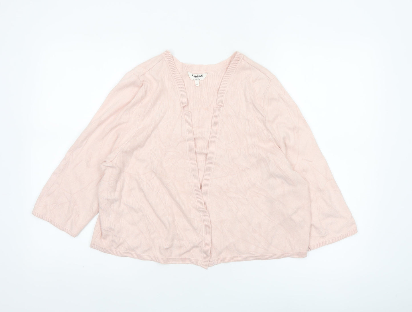Studio 8 Women Pink Size 22 Open Knit 3/4 Sleeve Cardigan