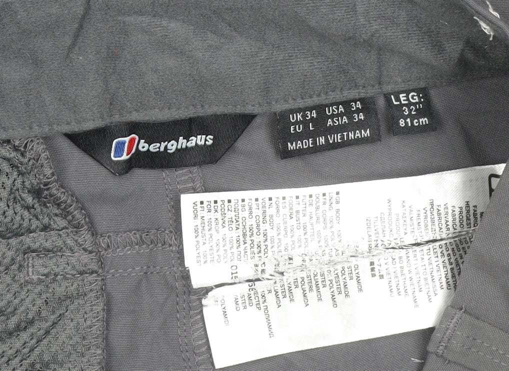 Berghaus Men’s Grey Pants UK 34 W34 L32 Water Resistant