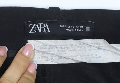 Zara Women Black UK 8 Straight Leg Stretch Tailored Trousers Workwear