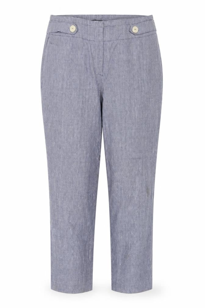 Next Women Grey UK 12 Linen Blend Straight Trousers Pockets