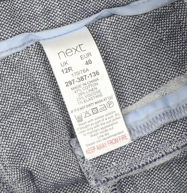 Next Women Grey UK 12 Linen Blend Straight Trousers Pockets