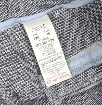 Next Women Grey UK 12 Linen Blend Straight Trousers Pockets