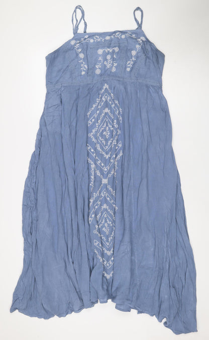 M&S Women’s Blue UK 16 Bohemian Floral Embroidered Maxi Dress