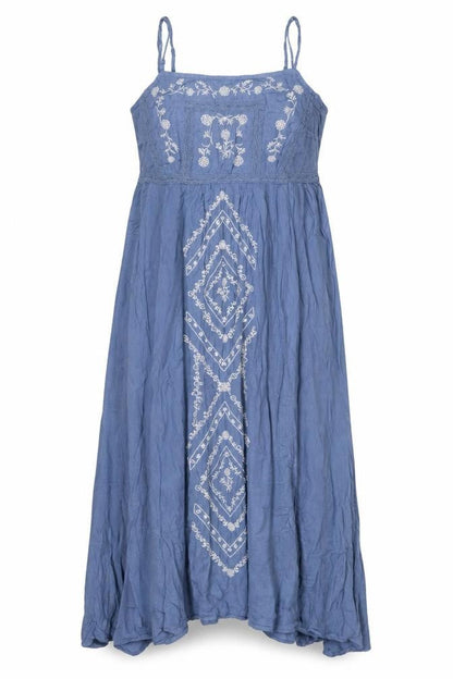 M&S Women’s Blue UK 16 Bohemian Floral Embroidered Maxi Dress