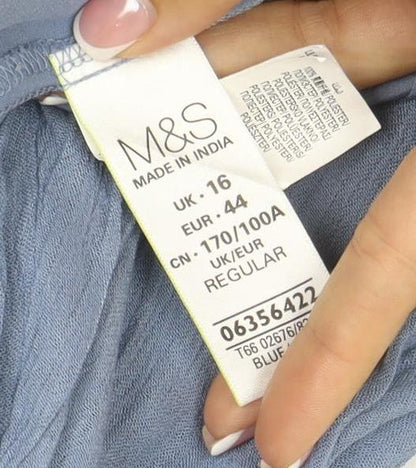 M&S Women’s Blue UK 16 Bohemian Floral Embroidered Maxi Dress