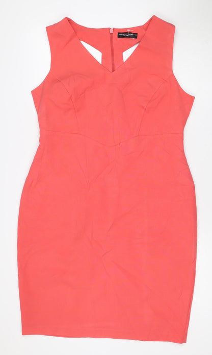 Dorothy Perkins Women Pink UK 16 Knee Length Sheath Cut Out Dress
