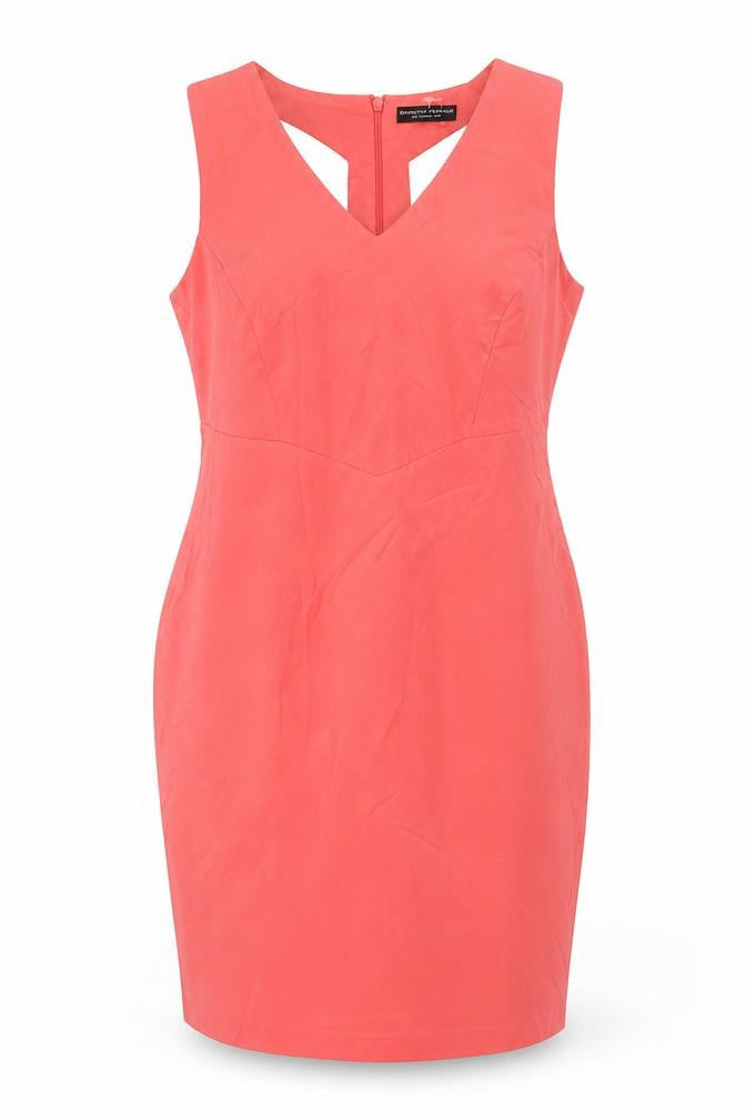 Front view of Dorothy Perkins Women Pink UK 16 Knee Length Sheath Cut Out Dress