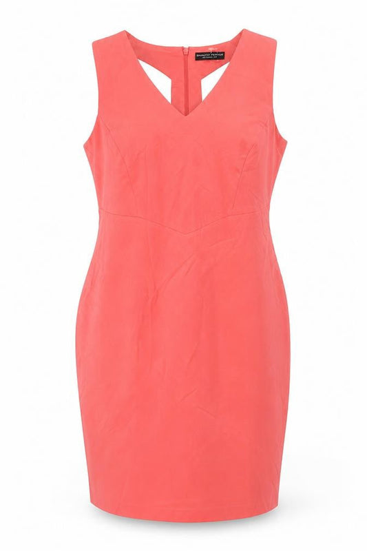 Front view of Dorothy Perkins Women Pink UK 16 Knee Length Sheath Cut Out Dress
