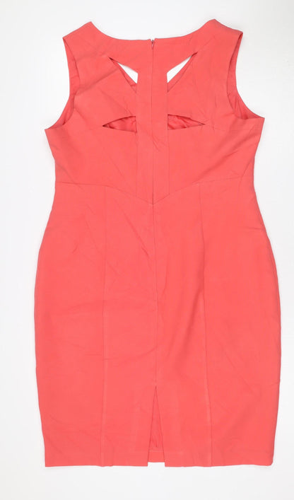 Dorothy Perkins Women Pink UK 16 Knee Length Sheath Cut Out Dress