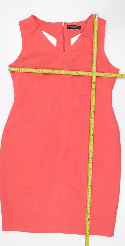 Dorothy Perkins Women Pink UK 16 Knee Length Sheath Cut Out Dress