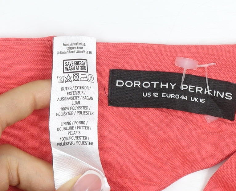 Dorothy Perkins Women Pink UK 16 Knee Length Sheath Cut Out Dress