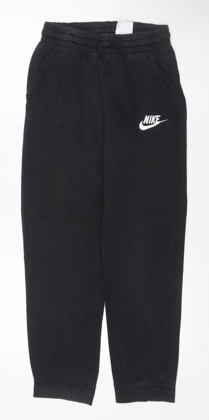 Nike Boys Black 158 Jogger Sweatpants Cotton Blend Drawstring Logo