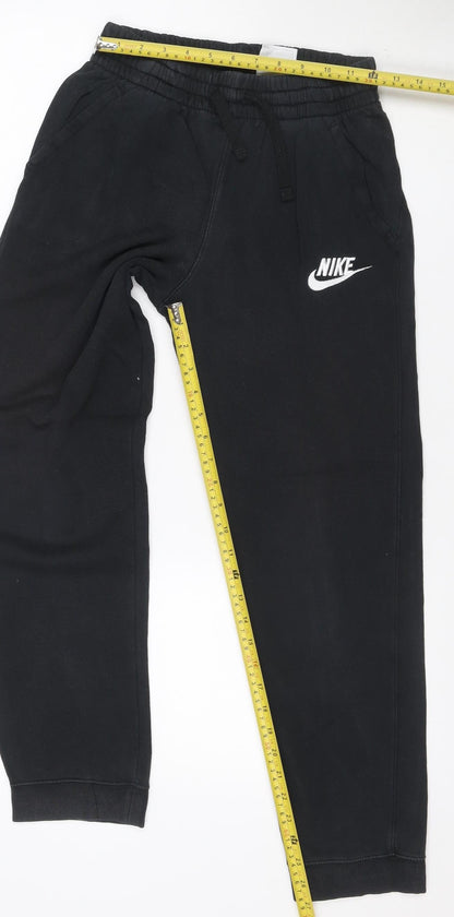 Nike Boys Black 158 Jogger Sweatpants Cotton Blend Drawstring Logo