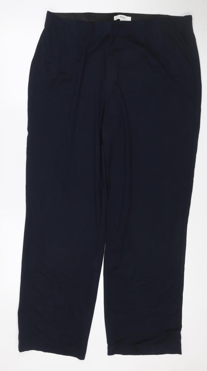 Marks and Spencer Women’s Blue Size 18 Regular Wide-Leg Stretch Trousers