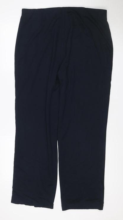 Marks and Spencer Women’s Blue Size 18 Regular Wide-Leg Stretch Trousers