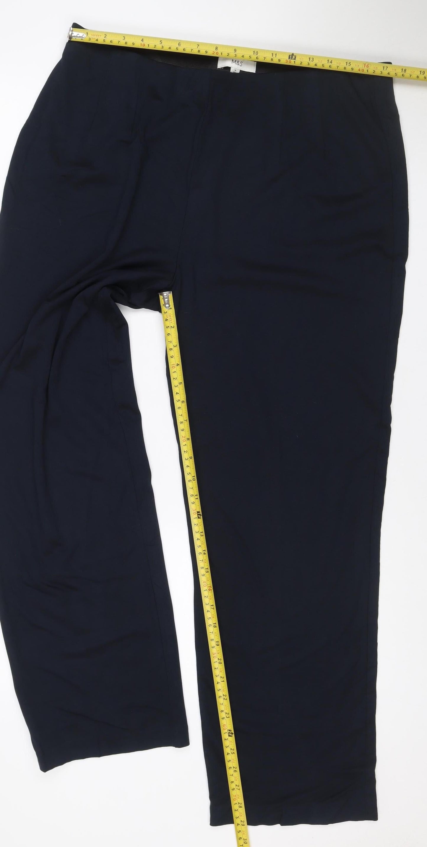 Marks and Spencer Women’s Blue Size 18 Regular Wide-Leg Stretch Trousers