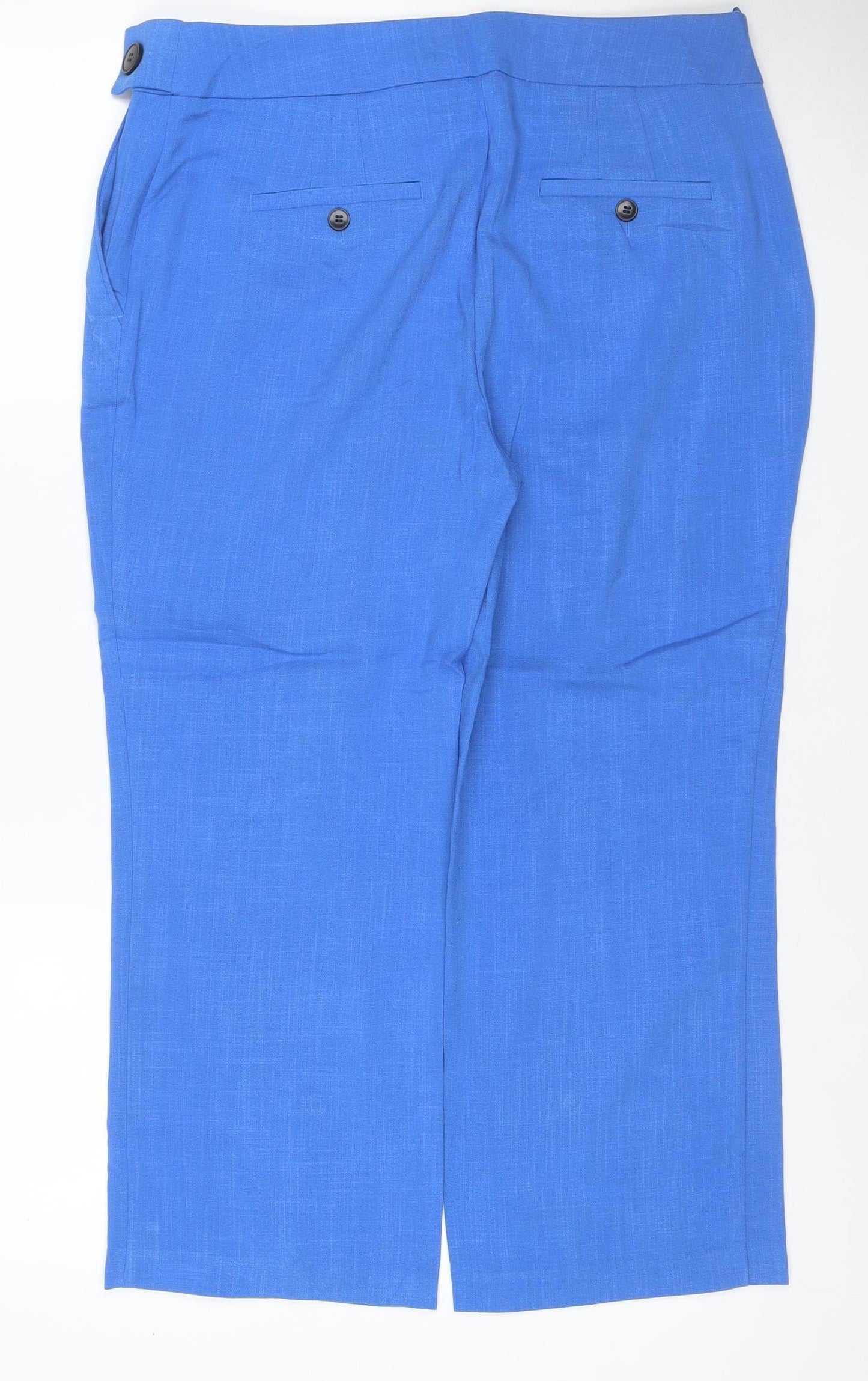 Next Women’s Blue Linen Blend Tailored Straight Trousers UK 12