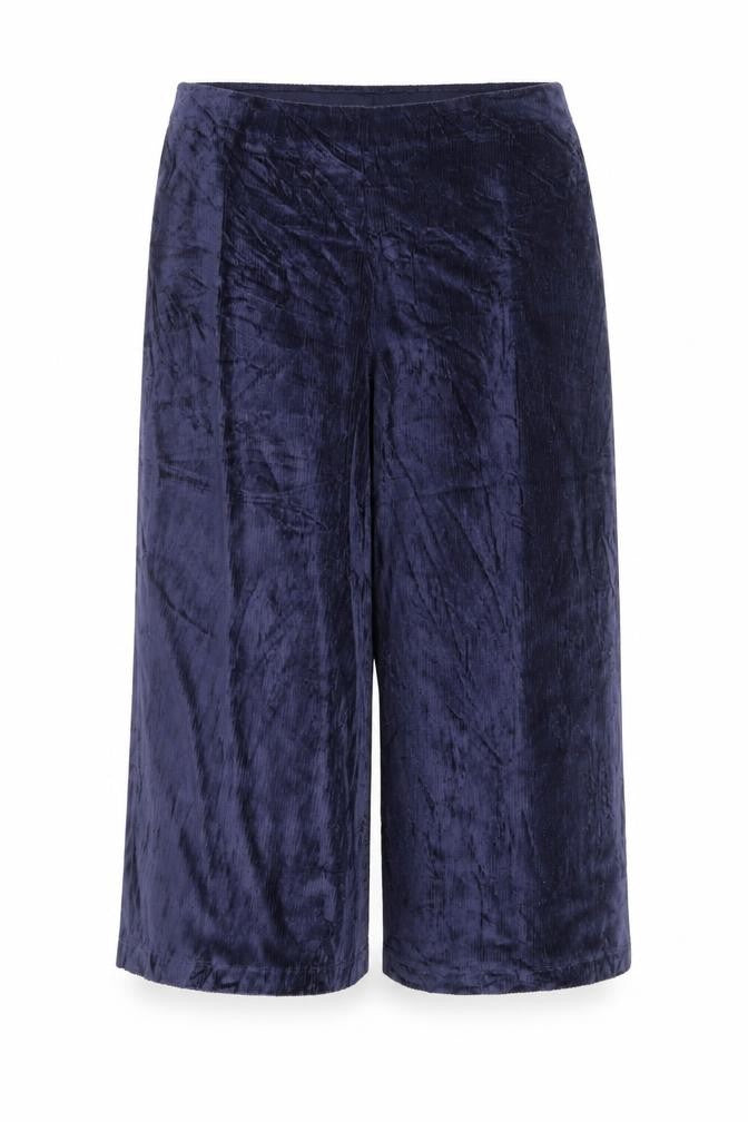 M&S Collection Women’s Navy Blue Velvet Trousers UK 22 Short Stretch