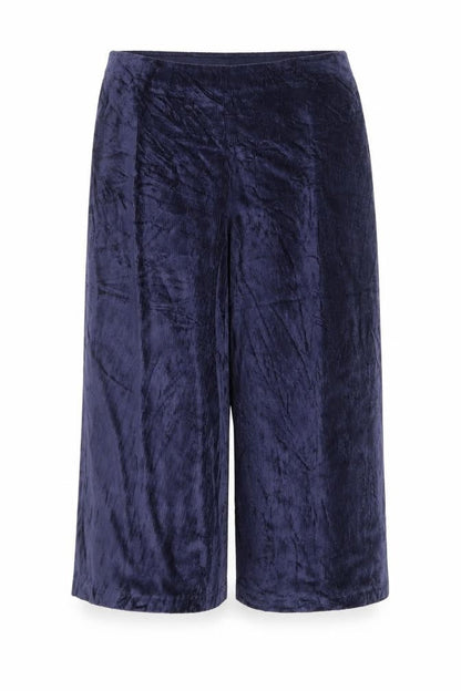 M&S Collection Women’s Navy Blue Velvet Trousers UK 22 Short Stretch